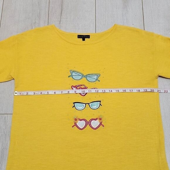 BUA/BUA RETRO SUNGLASSES SWEATER/TUNIC, Sz M, YELLOW, COTTON, NWOT - Picture 9 of 13